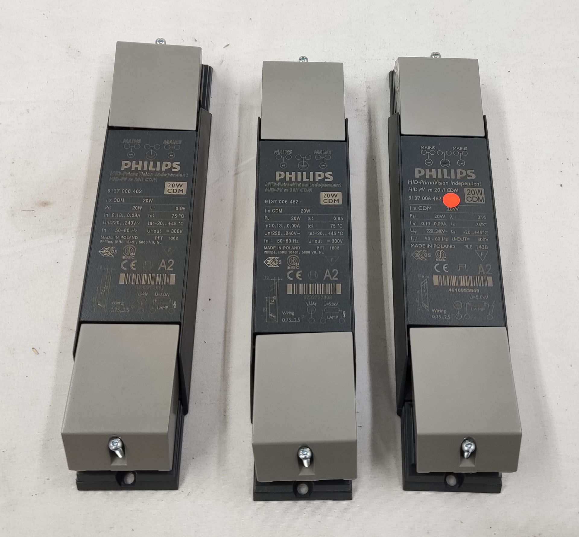 3 x PHILIPS Electronic Drivers For Hid Lamps - Hid-Pv M 20/I Cdm Hpf 220-240V 50/60Hz - Remote - Image 2 of 9