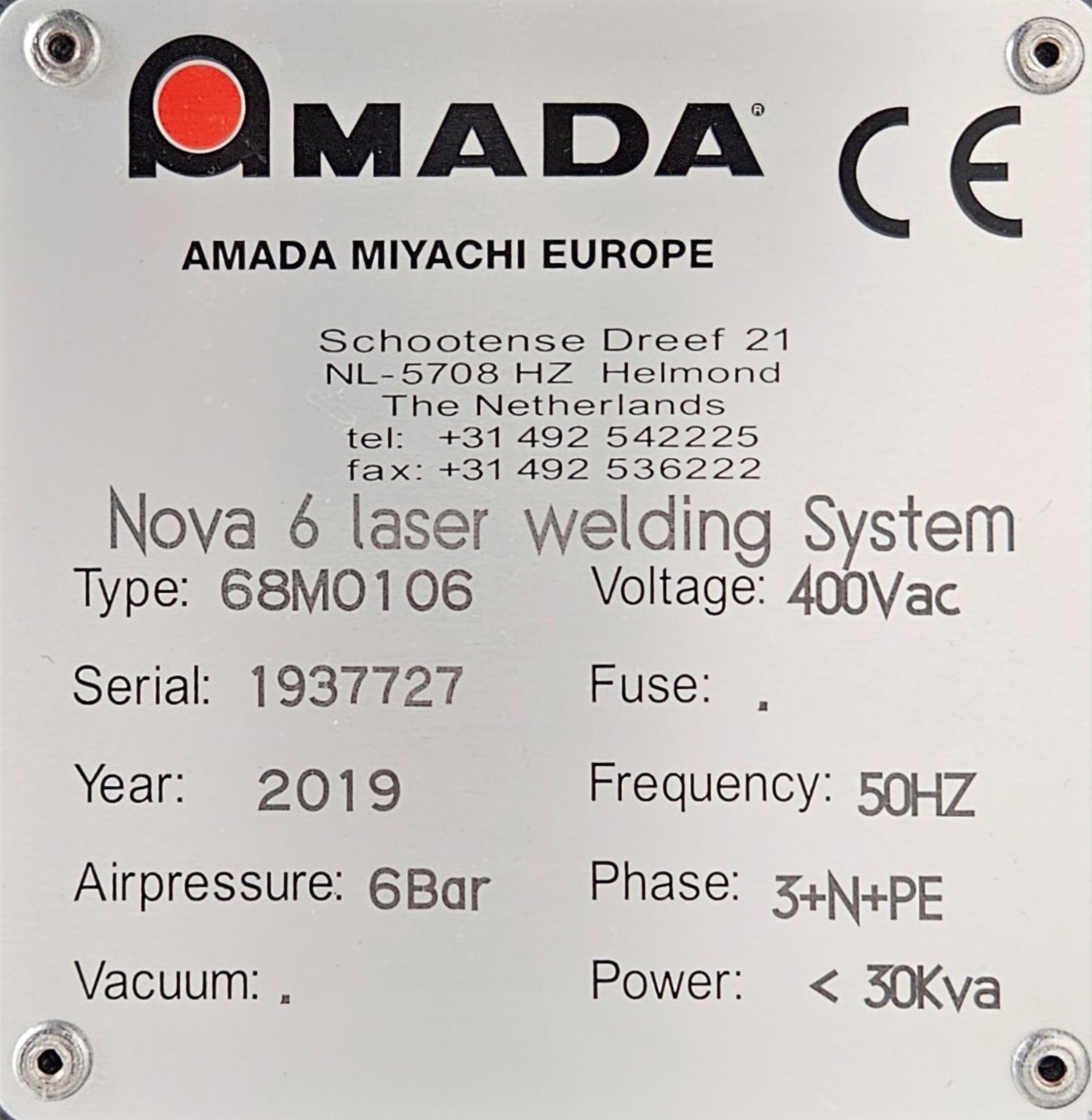 1 x Amada Miyachi Nova 6 Laser CNC Welding Workstation System - Type: 68M0106 - Year: 2019 - Image 8 of 17