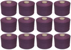 12 x Cones of 1/13 MicroCotton Knitting Yarn - Purple - Approx Weight: 2,300g - New Stock ABL Yarn