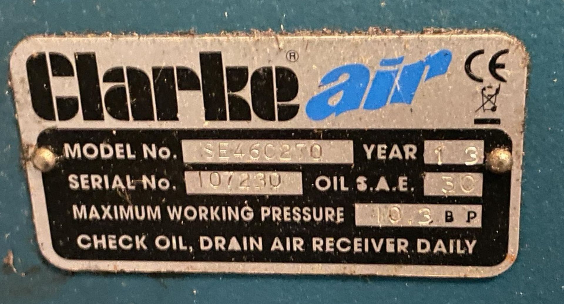 1 x Clarke Air SE46C270 Industrial Air Compressor - Image 2 of 8