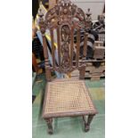 Set of Four Antique Dining Chairs - Crafted From Oak Featuring Stunning Carved High Backs and Cane