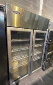 1 x Atosa Showcase Two Door Glass Display Merchandise Refrigerator - Model YCF9402 - Stainless Steel