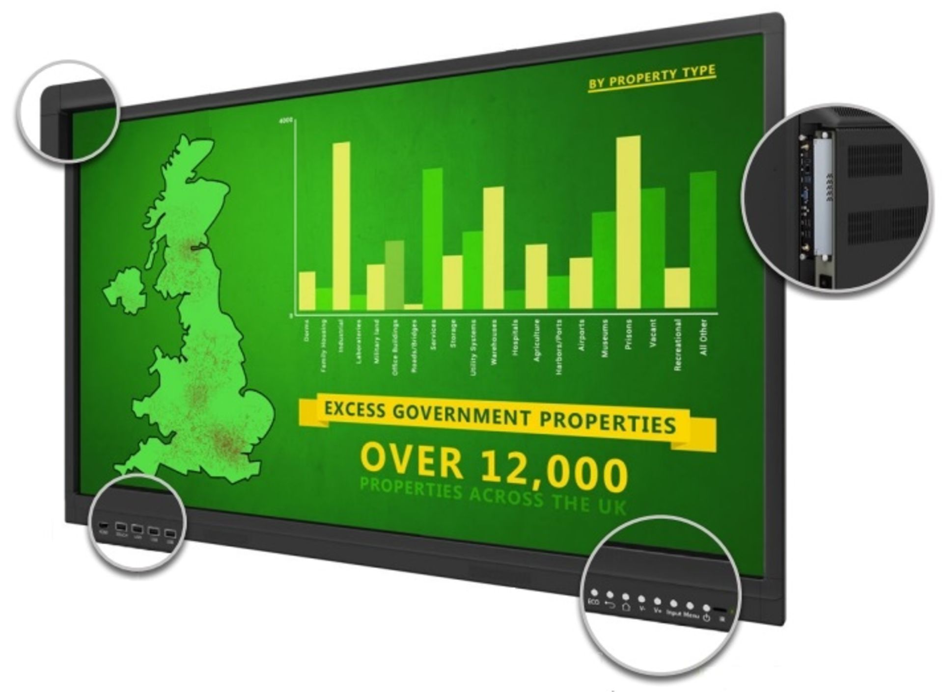 1 x Interactive 65 Inch All in One Touch Screen Computer With Integrated OPS Microsoft Windows PC