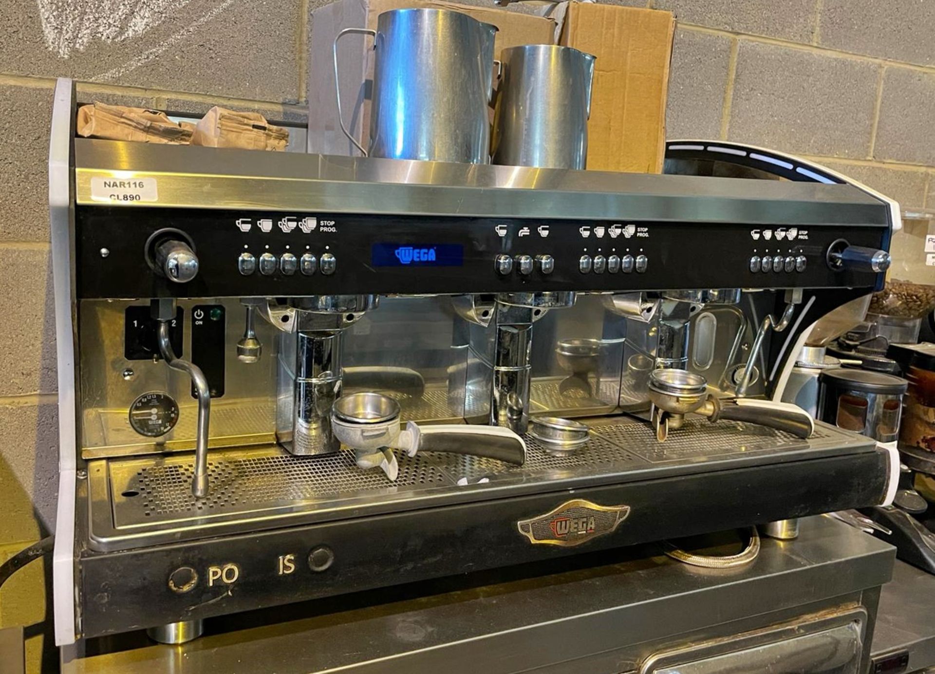 1 x Polaris Wega 3 Group Commercial Espresso Coffee Machine - Stainless Steel / Black Exterior - Image 2 of 11