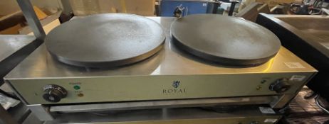 1 x Royal Catering Countertop Pancake Maker With Two Hot Plates
