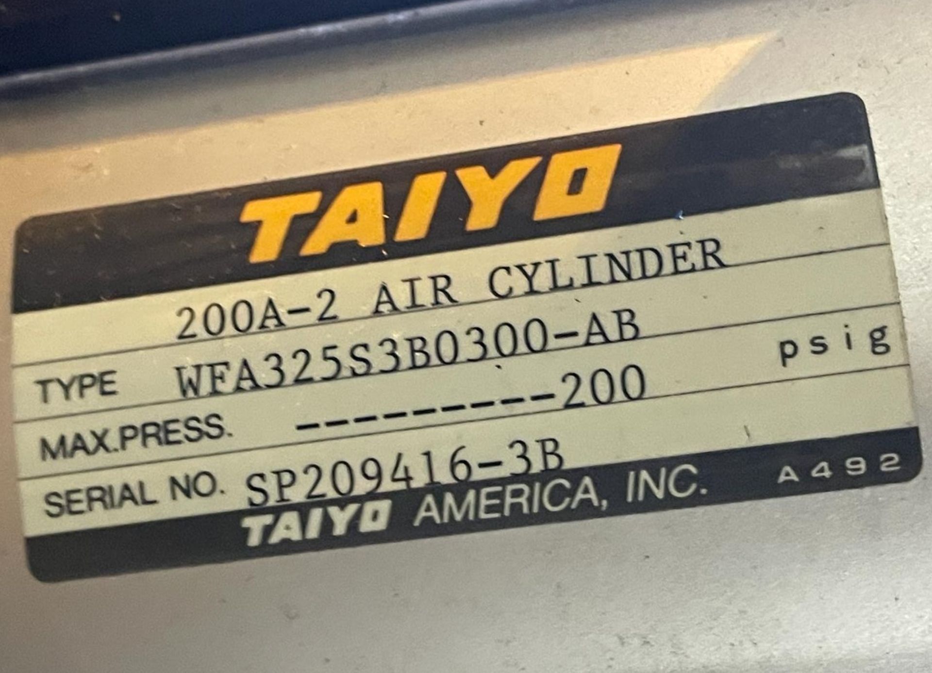 1 x Taiyo 200A-2 Air Cylinder - Type WFA325S3B0300-AB - Image 2 of 13