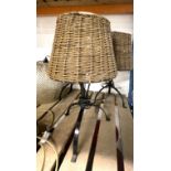 3 x Table Lamps With Wicker Shades - Height 62cm x W38cm Diameter