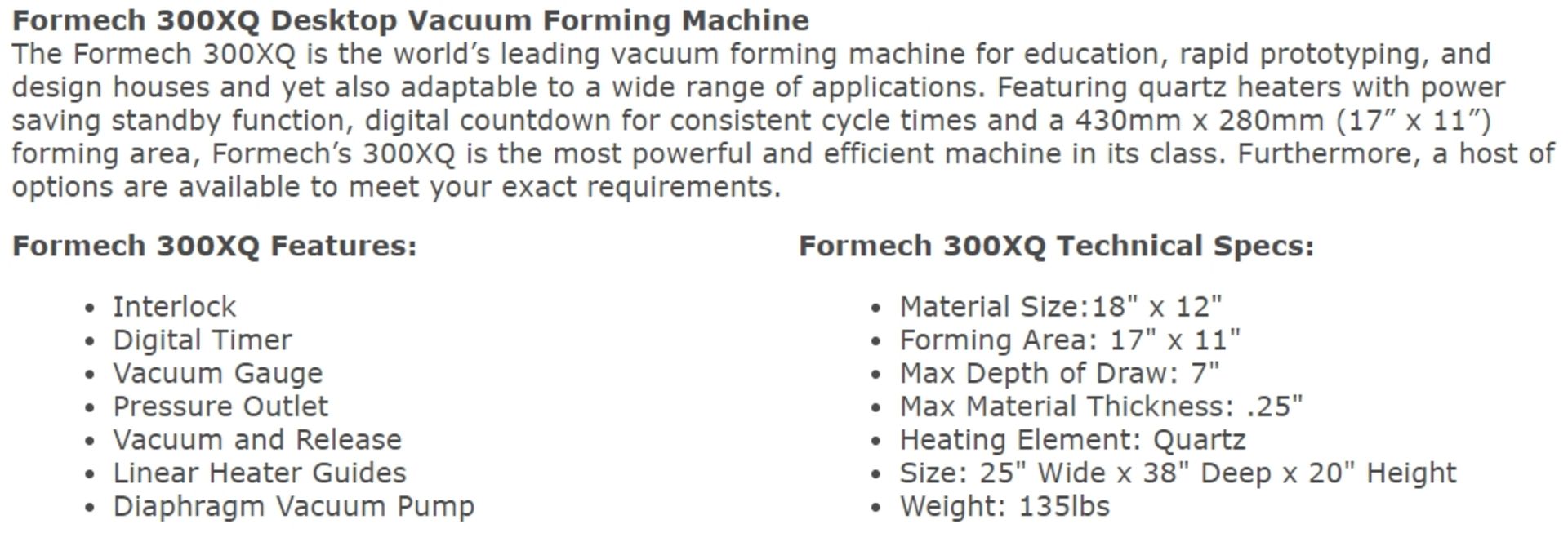 1 x Formech 300XQ Vacuum Forming Machine With Stand - RRP £4,000 - Bild 12 aus 12