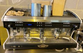 1 x Polaris Wega 3 Group Commercial Espresso Coffee Machine - Stainless Steel / Black Exterior