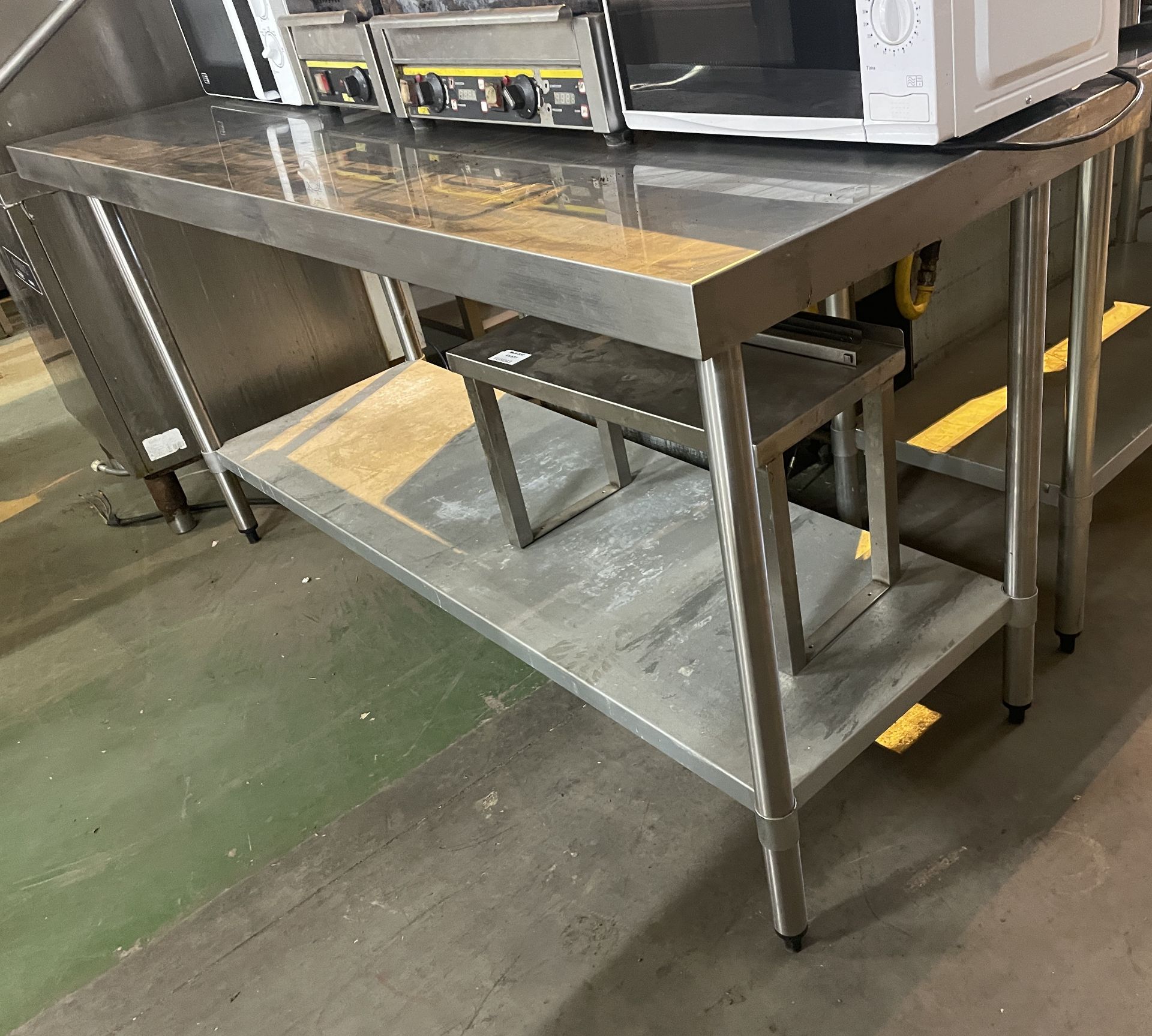1 x Stainless Steel Prep Table With Undershelf - Image 2 of 2