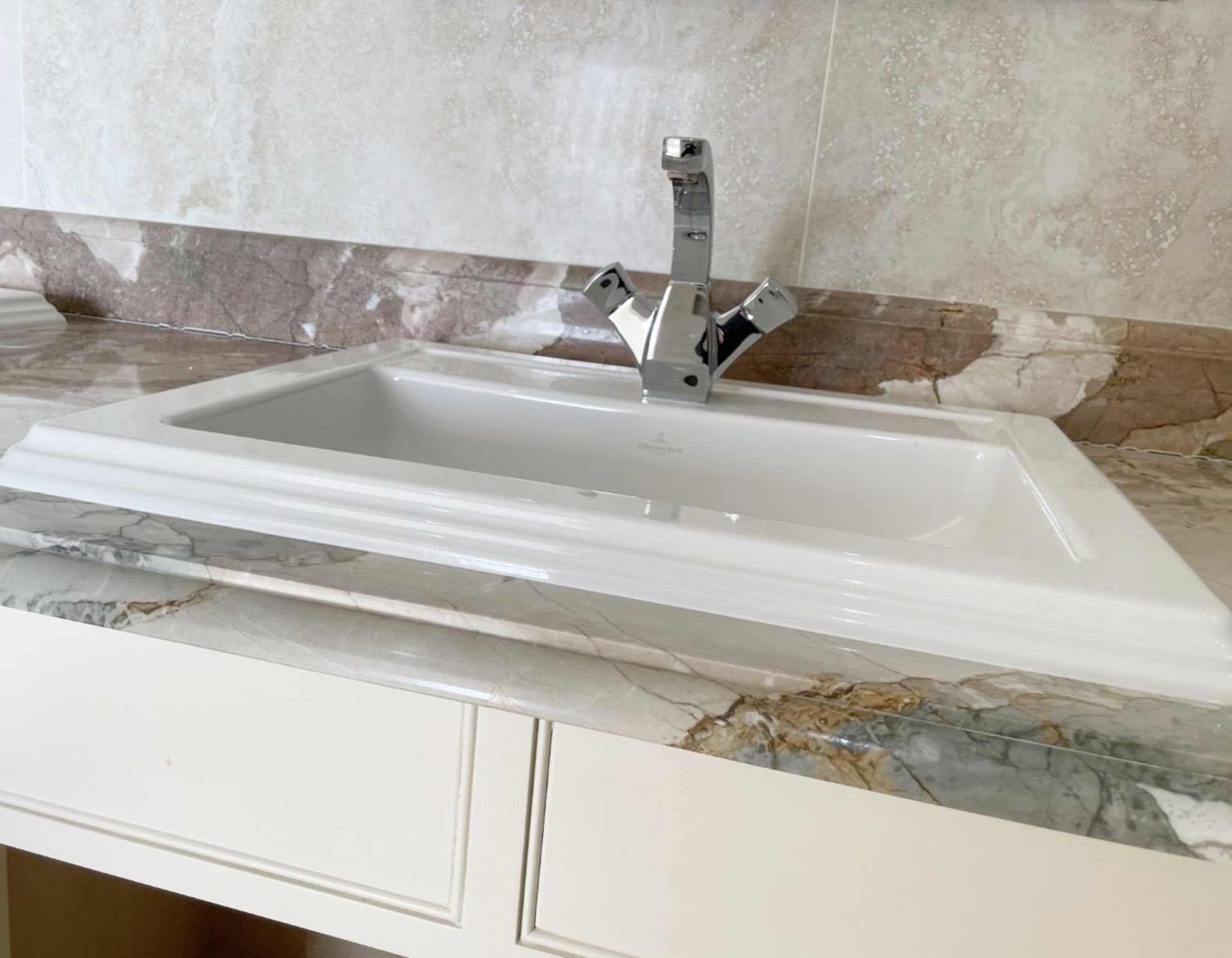 1 x Bespoke Marble-topped Solid Wood Double Vanity Unit with 2 x Villeroy & Boch Basins + Taps - Image 19 of 33