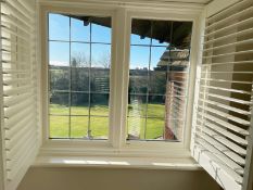 1 x Hardwood Timber Double Glazed Leaded 2-Pane Window Frame fitted with Shutter Blinds - Ref: