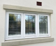 1 x Hardwood Timber Double Glazed Leaded 3-Pane Window Frame fitted with Shutter Blinds
