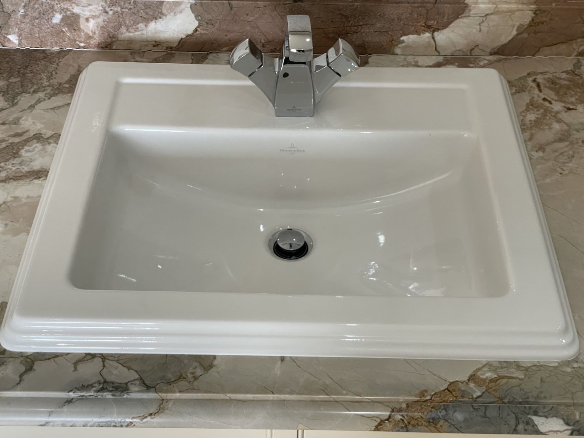1 x Bespoke Marble-topped Solid Wood Double Vanity Unit with 2 x Villeroy & Boch Basins + Taps - Image 2 of 33