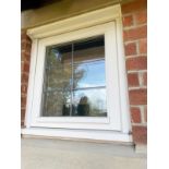 1 x Small Hardwood Timber Double Glazed Leaded Window Frame, In White - Ref: PAN205 - CL896 - NO VAT