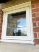 1 x Small Hardwood Timber Double Glazed Leaded Window Frame, In White - Ref: PAN205 - CL896 - NO VAT