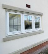 1 x Hardwood Timber Double Glazed Leaded 3-Pane Window Frame fitted with Shutter Blinds