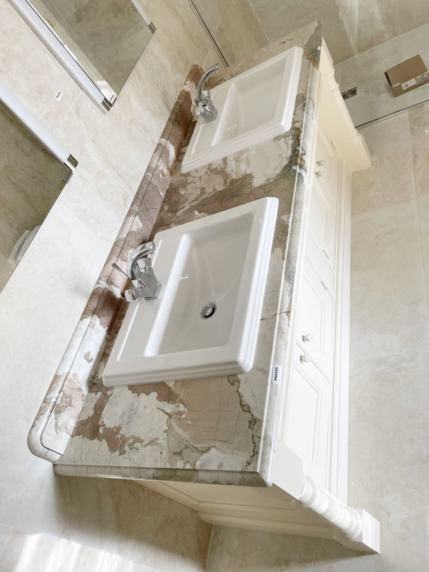 1 x Bespoke Marble-topped Solid Wood Double Vanity Unit with 2 x Villeroy & Boch Basins + Taps - Image 6 of 33