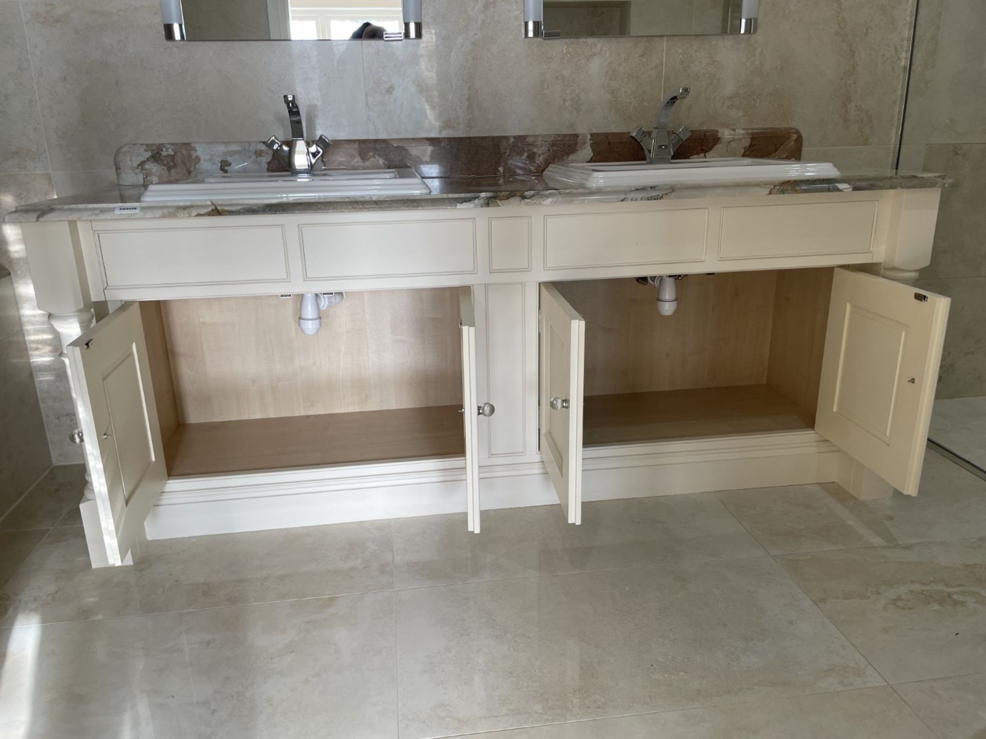 1 x Bespoke Marble-topped Solid Wood Double Vanity Unit with 2 x Villeroy & Boch Basins + Taps - Image 29 of 33