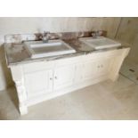 1 x Bespoke Marble-topped Solid Wood Double Vanity Unit with 2 x Villeroy & Boch Basins + Taps