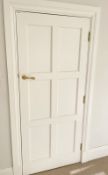 1 x Solid Wood Lockable Painted  Internal Door in White - Includes Handles and Hinges