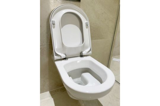 1 x VILLEROY & BOCH Wall Hung Toilet with Geberit Flush Plate - Ref: PAN249 - CL896 - NO VAT ON - Image 3 of 10