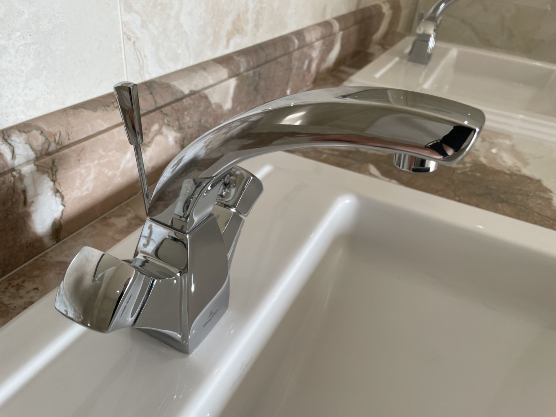 1 x Bespoke Marble-topped Solid Wood Double Vanity Unit with 2 x Villeroy & Boch Basins + Taps - Image 26 of 33