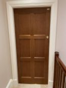 1 x Solid Oak Wooden Lockable Internal Door - Ref: PAN285 / UTIL - CL896 - NO VAT ON THE HAMMER -