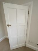 1 x Solid Wood Lockable Painted  Internal Door in White - Includes Handles and Hinges - Ref: