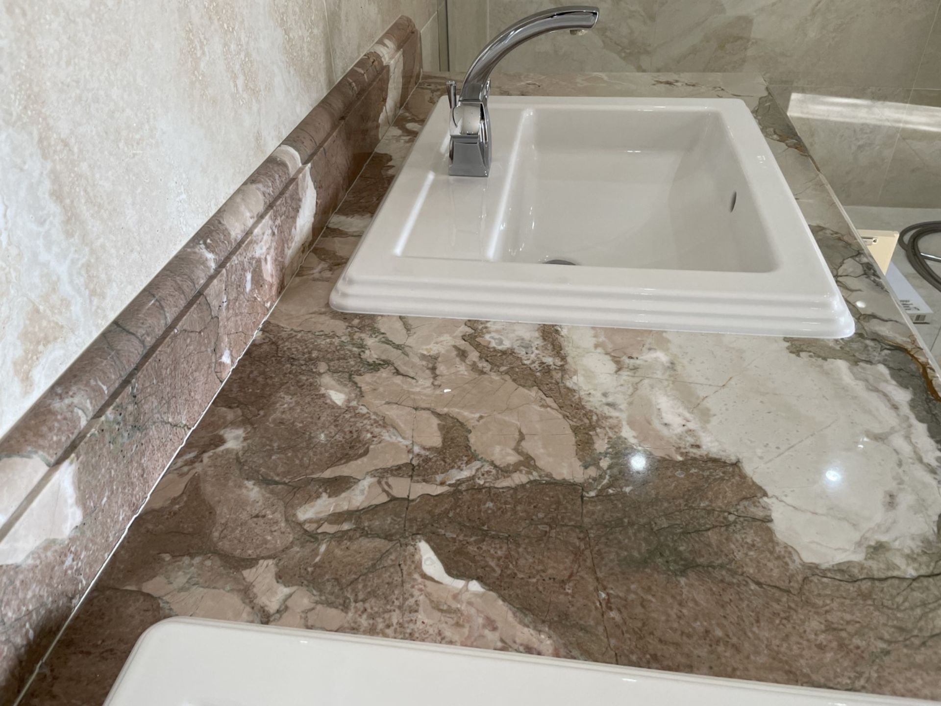 1 x Bespoke Marble-topped Solid Wood Double Vanity Unit with 2 x Villeroy & Boch Basins + Taps - Image 27 of 33