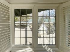 1 x Hardwood Timber Double Glazed Leaded 2-Pane Window Frame fitted with Shutter Blinds - Ref: