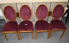 4 x Oak Dining Chairs With Velvet Upholstery - Recently Removed from a Luxury Furniture Retailer - R