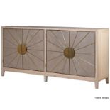 1 x  Art-Deco-inspired 4-Door Sideboard with Brass Details & Limed Oak Finish  - Original RRP £3,790