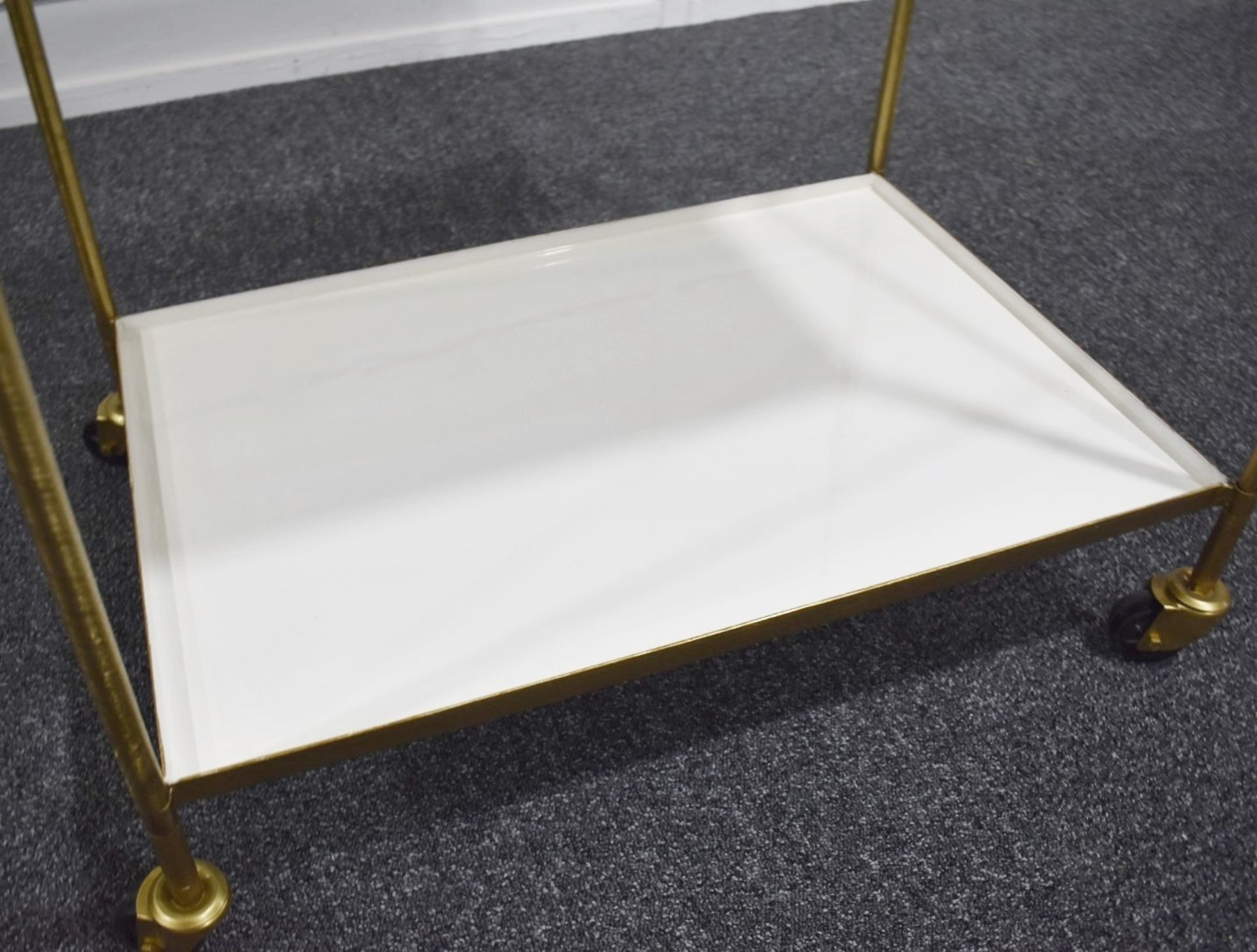 1 x Retro 1960s-style Solid Brass Drink & Dessert Trolley Bar Cart on Castors - Recently Removed - Image 7 of 7