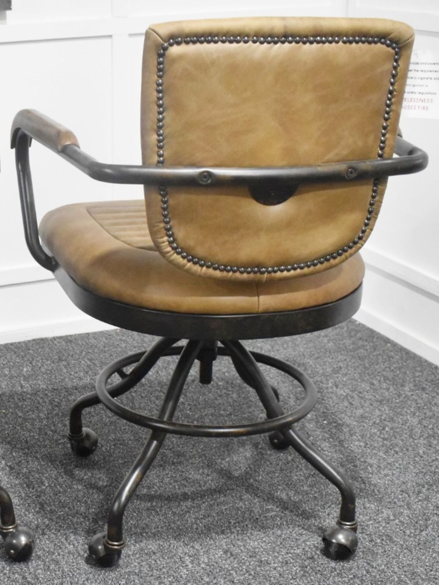 1 x Industrial-style Genuine Leather Upholstered Swivel Desk Chair - Original RRP £629.00 - Recently - Image 9 of 9