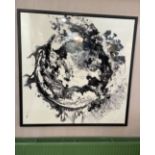 1 x Designer Brand Large Black and Cream Abstract Framed Picture - Original Price £395.00