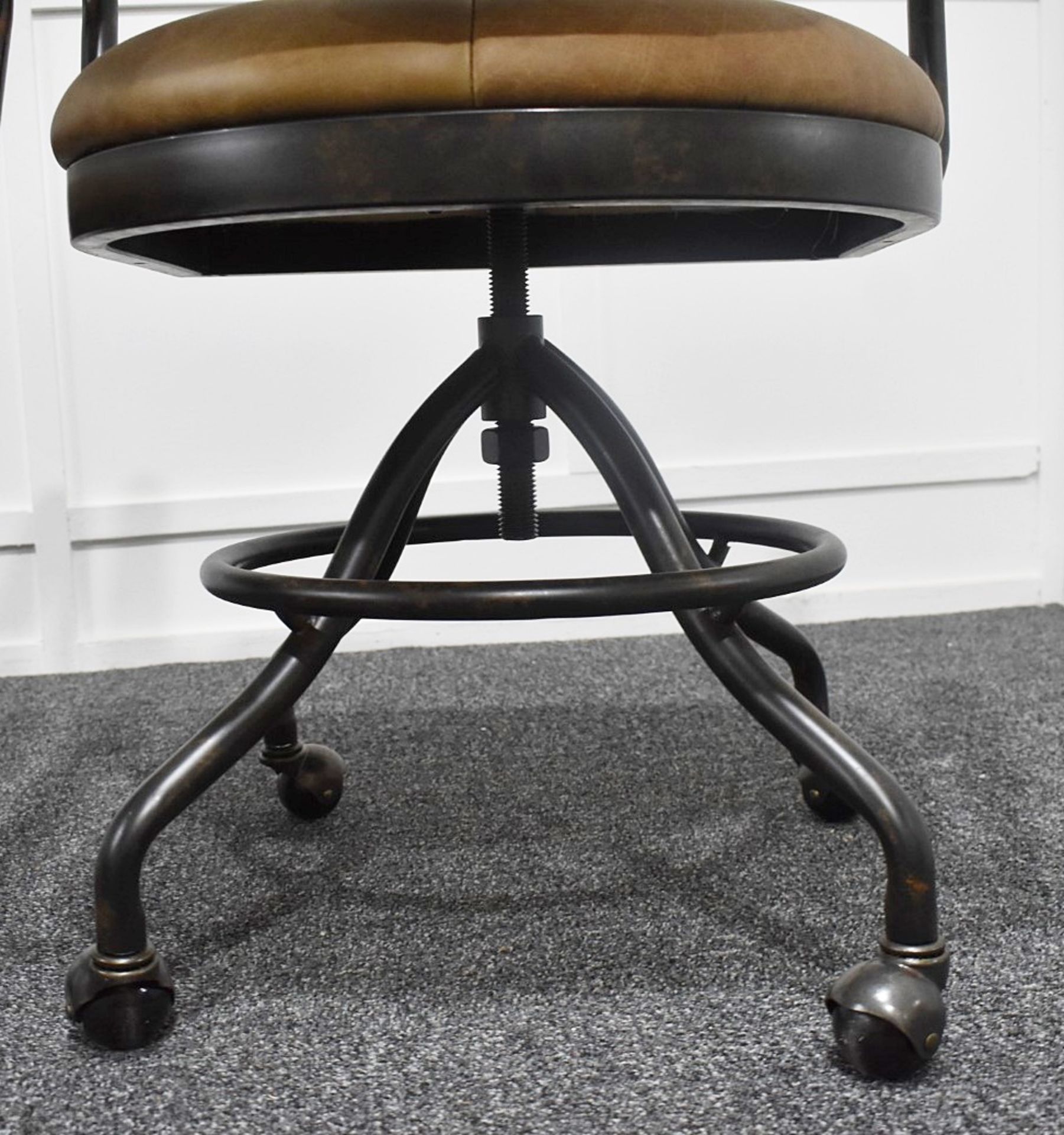 1 x Industrial-style Genuine Leather Upholstered Swivel Desk Chair - Original RRP £629.00 - Recently - Image 7 of 9