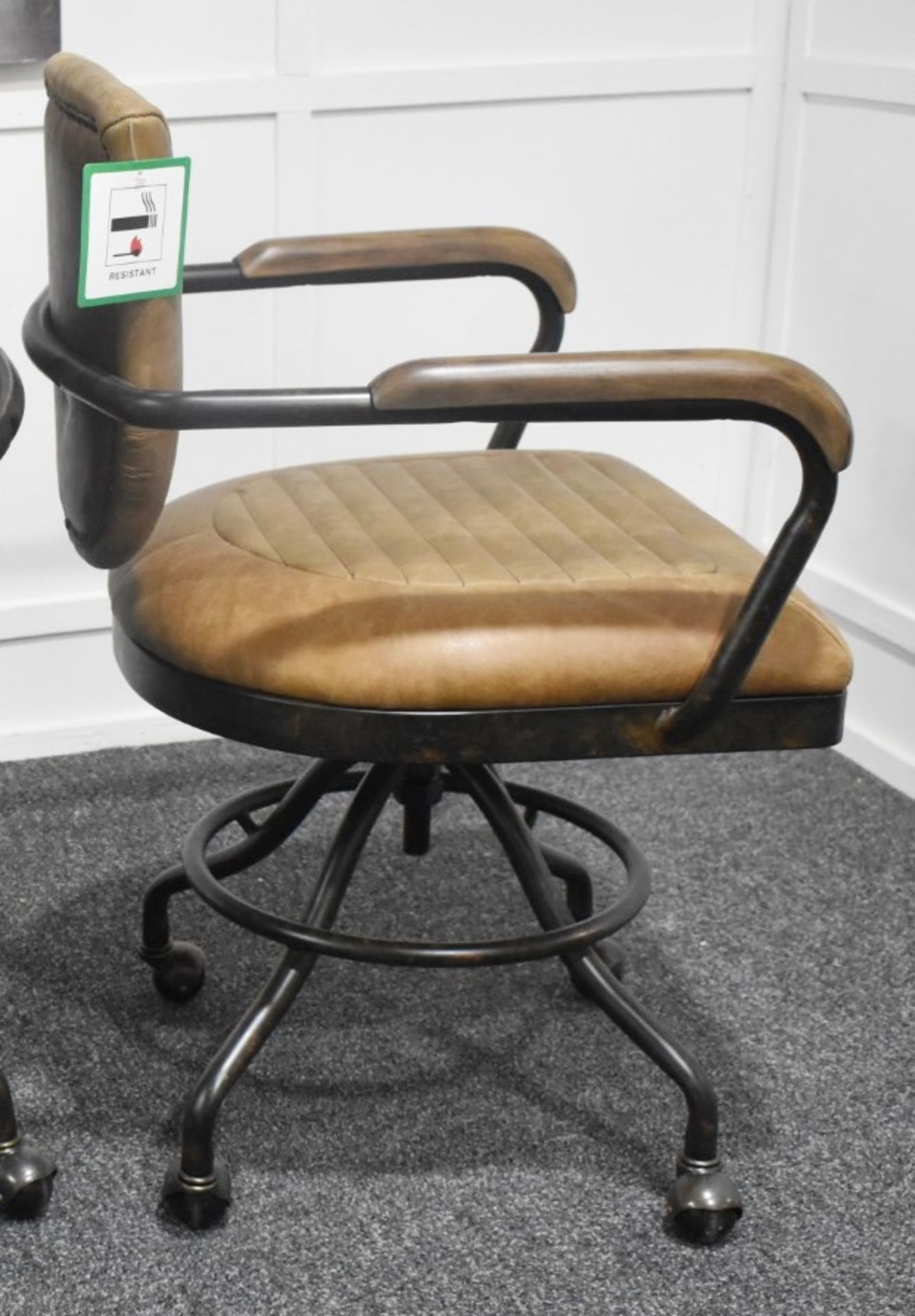 1 x Industrial-style Genuine Leather Upholstered Swivel Desk Chair - Original RRP £629.00 - Recently - Image 4 of 9