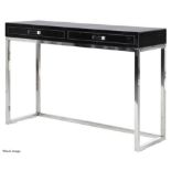 1 x Faux Crocodile Leather Upholstered 2-Drawer Hall Console Unit in Black - Original Price £320.00
