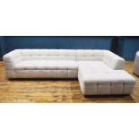 1 x Luxury Bespoke Handcrafted Right-Handed L-Shaped Lounge Sofa Richly Upholstered in a Cream