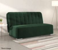 1 x KYOTO Sofa Bed Upholstered in a Rich Bottle Green Velvet - Recently Removed from a Luxury Furnit