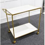 1 x Retro 1960s-style Solid Brass Drink & Dessert Trolley Bar Cart on Castors - Recently Removed