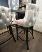 3 x Silver Leather Backed Bar Stools - Recently Removed from a Luxury Furniture Retailer - Ref: DHD0