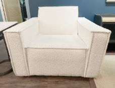1 x Oversized Modern Boucle Armchair with a Premium Pale-Cream Upholstery - Luxury Showroom Example