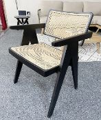 Set of 3 x RESIDENCE Cane Rattan Wooden Dining Chairs with Arms, in Black - Original Price £960.00