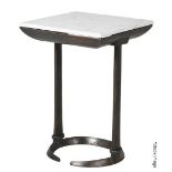 1 x Designer Brand Marble Topped Square Table Featuring an Industrial-style Heavy Metal Base