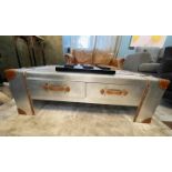 1 x Industrial-style Silver Coffee Table with 4-Drawer Storage - Showroom Example - RRP £429.00