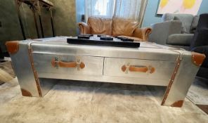 1 x Industrial-style Silver Coffee Table with 4-Drawer Storage - Showroom Example - RRP £429.00