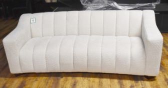 1 x Large Handcrafted 4-Seater Sofa, Upholstered in a Premium Cream Fabric - Recently Removed from a