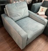 1 x Bespoke Handcrafted Velvet Armchair Richly Upholstered in a Premium Light Turquoise Velvet